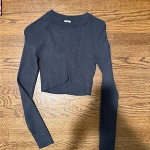 Black Cropped Knit Sweater